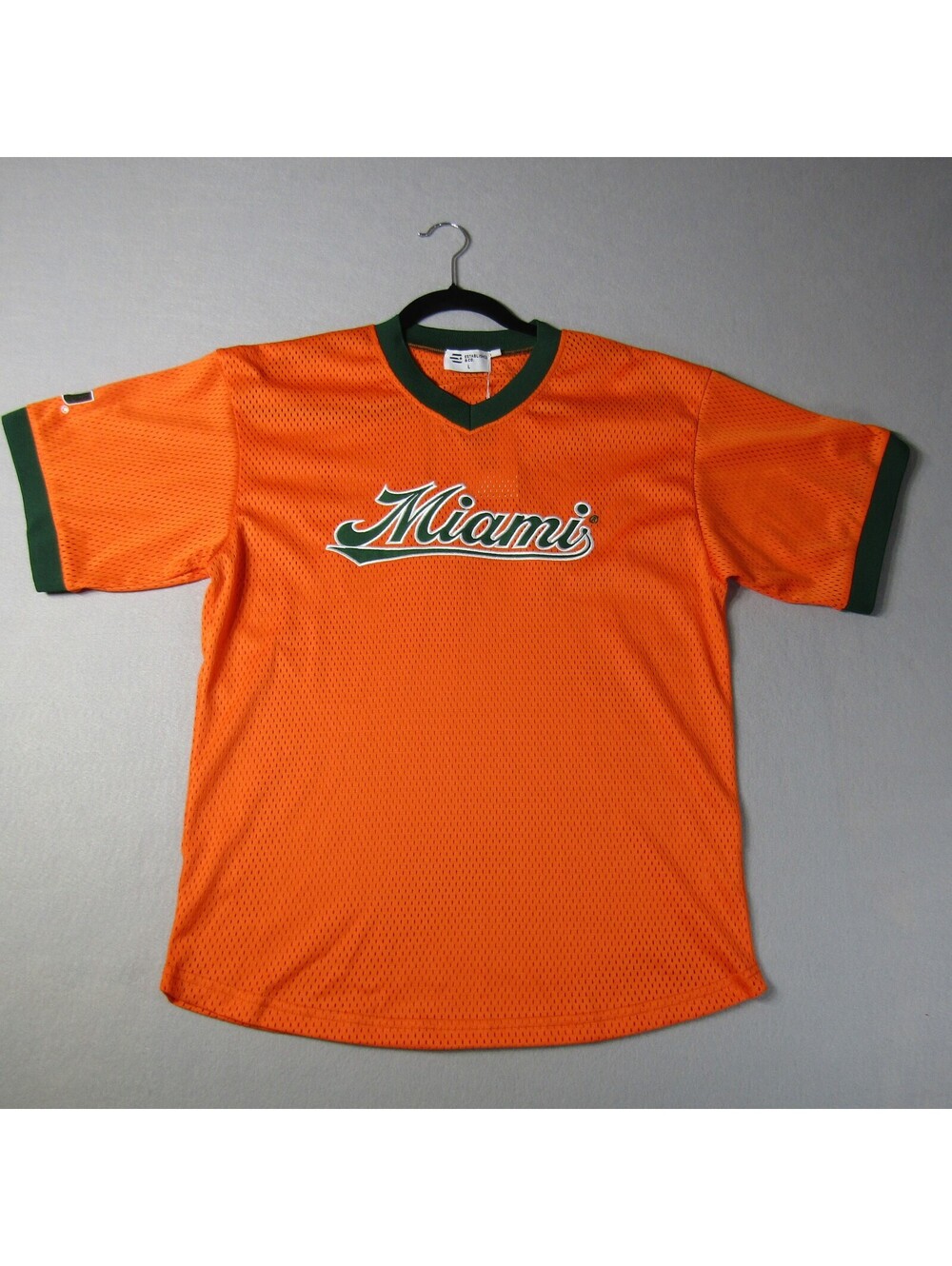 NWT Established & Co. Miami Hurricanes Mesh Jersey Shirt Women's L Orange Green